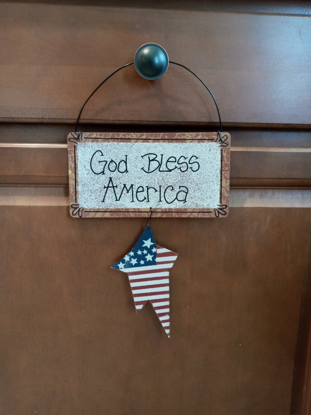 Patriotic Hanging Metal Sign Stars and Stripes